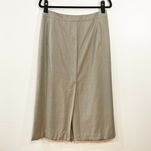 EUC Vintage Wool Split Front Pencil Skirt Light Taupe Talbots Medium - Picture 1 of 7